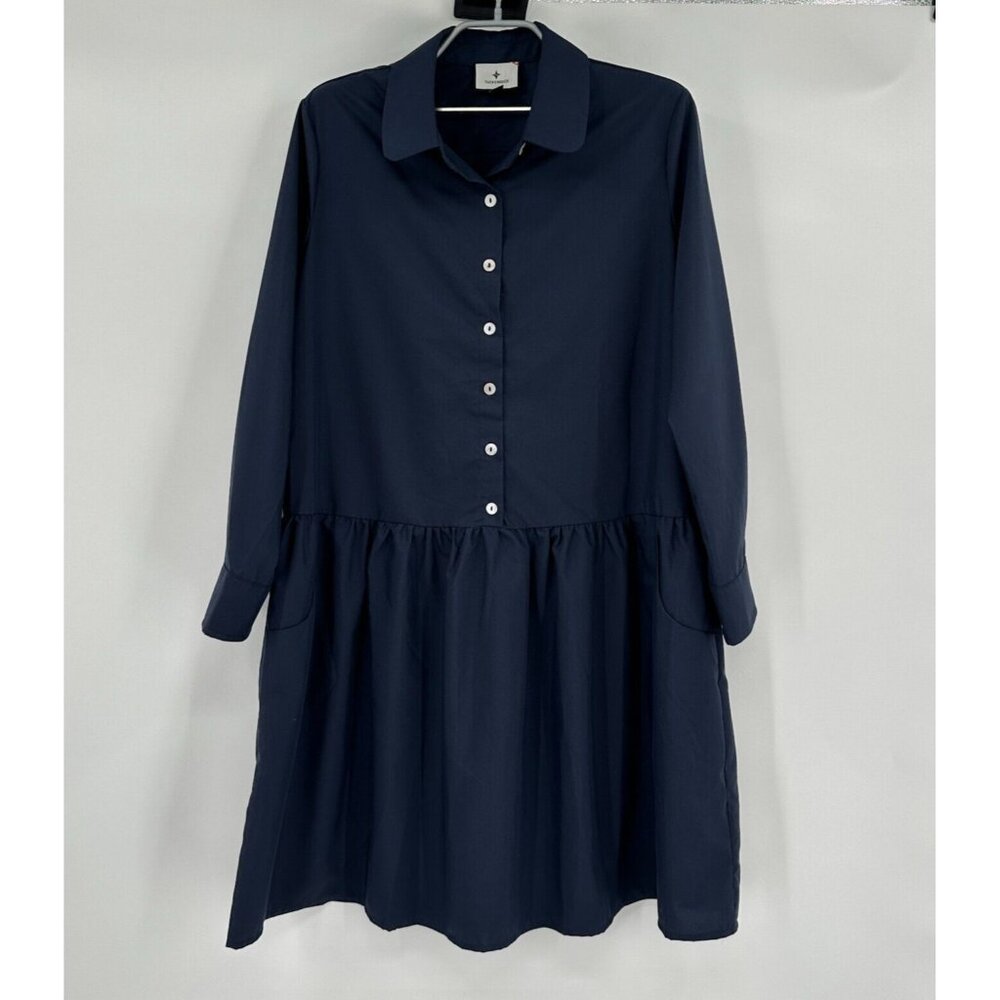 Tuckernuck Midnight Navy Blue Hayes Shirt Dress sz L Large Mini Length NWOT
